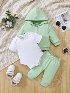 3pcs Baby Casual All-Match Minimalist Sports Outfit Set, Versatile For Daily Wear Multicolor   Long Sleeve,Short Sleeve Fabric Colorblock  Medium Stretch  Newborn Baby Clothing, size features are:Bust: ,Length: ,Sleeve Length: Gifts For Pregnant Women, Solids For Baby, Cropped Leather Jacket, Coverup Skirt, Bodysuit Top, Hoodie And Sweatpants, Baby Outfits Newborn, Hooded Coat, Boys Clothing