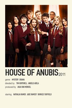 the poster for house of anubis, which is featured in front of a group of young people