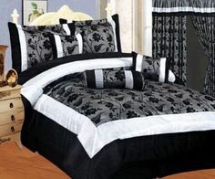 black and white comforter set with matching pillows