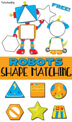 FREE printable Robot themed puzzle for toddlers to match & learn shapes. Cute toddler math activity! Robot Crafts For Toddlers, Toddler Printables, Toddler Math, Shape Puzzle, Learn Shapes, Shape Games, Shapes Preschool