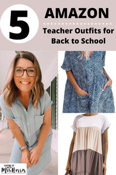 5 Amazon Teacher Outfits for Back to School - Go back to school in style and comfort with these trendy Amazon Teacher finds. Best Teacher Shoes On Amazon, Mom School Outfit, Teacher Amazon Outfits, Teacher Dresses Elementary, Amazon Teacher Outfits 2023, Amazon Teacher Clothes, Fall Outfit Inspo For School, Plus Size Teacher Outfits High School, Teacher Back To School Outfits