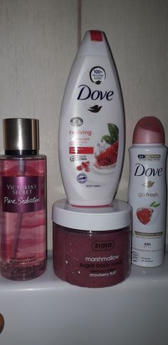 Vs Pure Seduction Body Mist, Dove Smell Good Combo, Ziaja Body Scrub, Dove Strawberry Body Wash, Body Hygiene Products Strawberry, Pomegranate Scent Combos, Pure Seduction Scent Combos, Smell Good Combo Strawberry, Dove Scent Combos