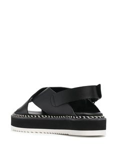 Shop black AGL Marta criss-cross sandals with Express Delivery - Farfetch Criss Cross Sandals, Sandals Black, Contrast Stitch, Criss Cross, Crossover, Slip On Sneaker, Open Toe, Black Leather, Stitching