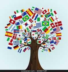 a tree filled with lots of different flags