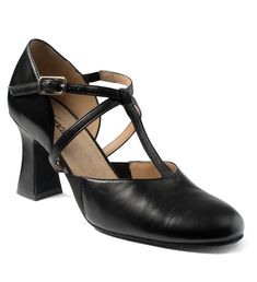 a pair of women's black shoes with straps on the front and heel,