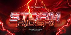 the title for stream rider is shown in red and black with lightnings behind it