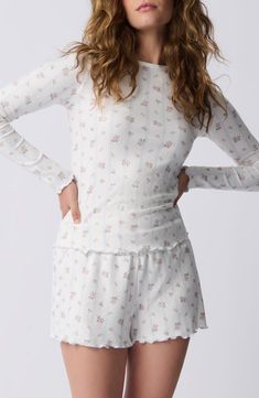 PJ Salvage Crazy in Love Brushed Pointelle Pajama Top | Nordstrom Coquette Pajama Set, Pointelle Pajama Set, Girly Pjs, Fun Pajamas, Fairy Room, Mad Love, Wishlist 2024, Crazy In Love, Pajama Romper