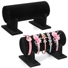 PRICES MAY VARY. Package includes 2 pieces of headband holder. Each measures 11.8 x 6.7 x 6.7 inch (30 x 17 x 17cm) when assembled. The middle cylinder is 4.3 inches (11cm) in diameter and 11.8 inches (30cm) in length. Easy to Assemble: Each head band display holder constructed with 3 parts, that is a thick rod with 4.3 inch diameter and 2 sturdy rectangle base. The assembly is fairly simple and can be finished in a few seconds. Stylish Design and Sturdy Construction: The surface of bracelet dis Hair Band Holder, Black Velvet Headband, Headband Display, Jewelry Bar, Headband Organizer, Bar Rack, Headband Holder, Bracelet Display, Velvet Headband