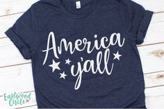 an american y'all t - shirt with stars on the chest and white lettering