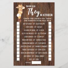 a baby shower game with a cowboy theme