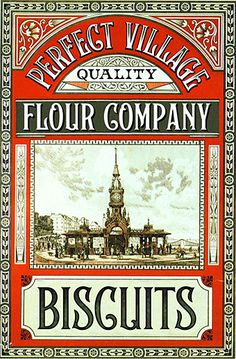 an advertisement for the bighton museum and aquarium biscuit company, with its famous clock tower