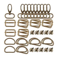 an assortment of metal clips and hooks