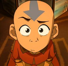 an animated image of a man with big eyes and a star on his forehead, staring at the camera