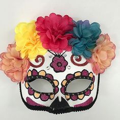 Dia De Los Muertos Sugar Skull Eye Half Mask Day Of The Dead Costume Flowers Mexican Nwt Condition: Brand New With Tags Description: Dia De Los Muertos Day Of The Dead Sugar Skull Mask White Plastic Mask With Colorful Gems And Glitter Details Large Fabric Carnation Flowers Across Top Of Mask Half Mask Style Covers Eyes And Nose One Size Fits Most Adults Perfect For A Halloween Costume Or Masquerade Ball All Products Are Stored In A Smoke-Free, Pet-Free Environment. Bundle Discounts Available Fas Day Of The Dead Flowers, Sugar Skull Mask, Catrina Costume, Dead Costume, Dead Flowers, Paper Mache Mask, Carnation Flowers, Mexican Mask, Plastic Mask