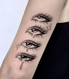 a woman's arm with an eye tattoo on it