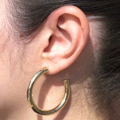 Open Hoop Earring - Happy Jewelers Fine Jewelry Lifetime Warranty Small Hoop Earrings With Polished Finish, Natural Cushions, Open Hoop Earrings, Shop Engagement Rings, Gold Hoops, 1 Inch, Hoop Earrings, Yellow Gold, Engagement Rings