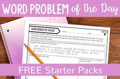 the word problem worksheet is shown with pencils and paper