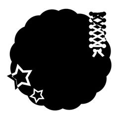 a black and white silhouette of a ball with stars