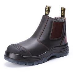 PRICES MAY VARY. 【Steel Toe Safety Boots】ROCKROOSTER Bakken slip on boot conforms to Ameircan standard ASTM F2413-18 I/75 C/75 SD, that can provide protection against drop and crush injuries with a steel safety toe, keeping your foot safe while working. 【Wide Width】Offering a wide profile shape for greater comfort and ensuring toes are not in contact with the toecap. Men's Chelsea work boots are laceless with convenience that it is easy to put on and take off. Ideal to enhance work efficiency an Chelsea Work Boots, Slip On Work Boots, Construction Boots, Good Work Boots, Comfortable Work Shoes, Boots Wide, Shoes World, Work Boots Men, Safety Boots