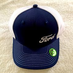 Brand New Ford Hat Mesh Back, Adjustable Classic Blue Snapback Hat With Curved Bill, Blue Snapback Hat With Curved Bill For Spring, Blue Curved Bill Snapback Hat For Spring, Classic Blue Baseball Cap For Spring, Ford Hat, Port Authority, Color Blue, Ford, Mesh