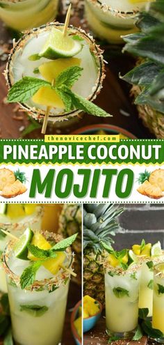 Pineapple Coconut Mojito, summer cocktails, alcoholic drinks Pineapple Coconut Mojito, Coconut Mojito Recipe, Traditional Mojito Recipe, Refreshing Rum Cocktails, Mojitos Recipe, Coconut Mojito, Rum Cocktail Recipes, Summer Drinks Alcohol, Mixed Drinks Alcohol