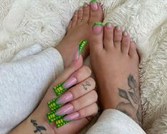 Green Toe Nails, Matching Nails, Acrylic Toe Nails, Hard Nails, Gel Nail Tips, Acrylic Set, Dope Nail Designs, Sims 4 Toddler, Long Acrylic Nails Coffin