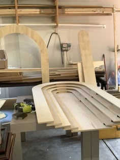 an unfinished table being built in a shop