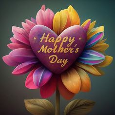 a heart shaped flower with the words happy mother's day written on it