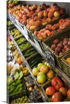 an assortment of fruits and vegetables are on display