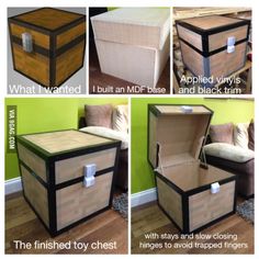 four different types of boxes with instructions on how to paint them and what to use them