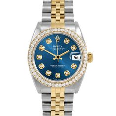 SKU#: 6827-TT-BLU-DIA-AM-BDS-JBLPre-Owned Rolex 6827 Midsize 31mm Datejust Watch, Custom Blue Diamond Dial & Custom 1ct Diamond Bezel on Rolex Yellow Gold & Stainless Steel Jubilee Band Model#: 6827 Case: Rolex 31mm Stainless Steel Case Movement: Rolex Automatic 2030 Caliber Dial: Custom Blue Dial with Diamond Hour Markers (Not Made by Rolex) Bezel: Custom 1ct Diamond Bezel (Not Made by Rolex) Band: Rolex Yellow Gold & Stainless Steel Jubilee Band This Beautiful Watch Comes Fully Serviced, Polis Blue Diamond Chronometer Watch For Formal Occasions, Blue Diamond Watch With Subdials, Blue Diamond Watch With Round Subdials, Formal Blue Diamond Watch With Chronometer, Timeless Blue Diamond Watch With Chronometer, Blue Chronograph Diamond Watch For Formal Occasions, Formal Blue Chronograph Diamond Watch, Blue Diamond Watch With Diamond Hour Markers For Anniversary, Blue Diamond Watch For Anniversary