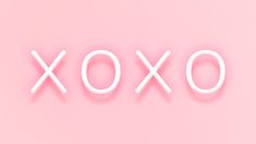 the word xoxo spelled in white letters on a pink background