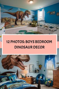 12 Photos: Boys Bedroom Dinosaur Decor Bedroom Dinosaur Theme, Prehistoric Jungle, Dino Tracks, Fall Bedroom