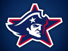 the logo of the baseball team is shown on a blue background with red, white and blue stars