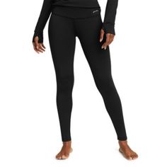 The four-way stretch polyester/spandex in these midweight performance baselayer leggings is double-brushed for exceptional softness and comfort, and to help retain your body heat in cold weather. It's also breathable to help prevent overheating. Models shown are 5'9" to 5'11" tall, wearing size S/4 or L/12. Winter Layering, Women's Jackets, Outdoor Clothing, Body Heat, Fashion Socks, Outdoor Outfit, Outdoor Apparel, Leggings Fashion, Base Layer