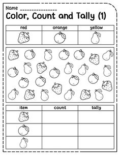 the worksheet for color, count and talk 1 is shown in black and white