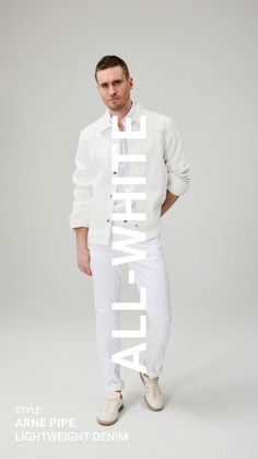 Embrace the purity of style in an all-white look for men. Simple, sleek, and effortlessly sophisticated. ⚪️✨ Modern Jeans, All White, Summer 2024, Look Fashion