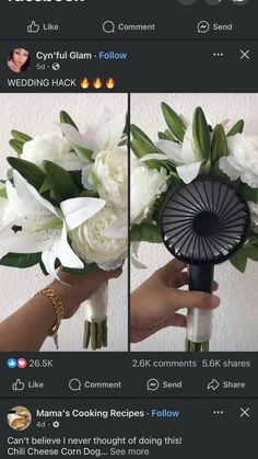 someone is holding a bouquet with white flowers in it and the caption says,