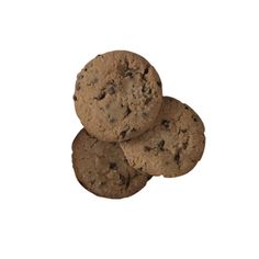 three chocolate chip cookies stacked on top of each other