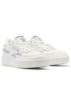 Reebok Club C Double sneakers in chalk and lilac - Exclusive to ASOS Reebok Club C 85 Double, Reebok Club C Double Outfit, Reebok Club C Double Sneaker, Reebok Club C 85, Lilac Shoes, Reebok Sneakers, Reebok Club C, Club C