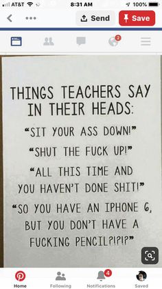 a sign that says things teachers say in their heads