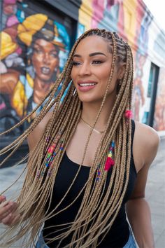 Discover how beautiful long braided hairstyles for black women can transform your look with ease. This chic style features intricate braids adorned with colorful beads, offering a wonderful combination of elegance and fun. Perfect for any occasion in 2024, this easy-to-create hairstyle highlights your natural beauty while making a bold statement. Embrace the versatility of long braids today! #braidedhairstylesforblackwomen #longbraids Hairstyle Highlights, Intricate Braids, Cool Braids, Hairstyles For Black Women, Long Braids, Elevate Your Style