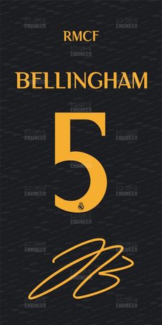 the number five is shown in gold and black