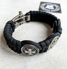 "Black Paracord protective amulet with steel beads \"Templar Cross\", \"JERUSALEM Cross\", \"Templar Cross\". Men's style, a gift for tough men. Biker bracelet. Nice Christmas gift for men. Stylish handmade paracord bracelets for those who are always moving forward. These fashion accessories are made of extremely durable, scratch-resistant rope and original steel beads beads \"Templar Cross\", \"JERUSALEM Cross\", \"Templar Cross\". These bracelets are ideal for both men and women. Each bracelet Tough Men, Protective Amulet, Templar Cross, Biker Bracelet, Christmas Gift For Men, Tight Braids, Viking Bracelet, Viking Style, Christmas Gifts For Men