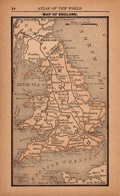 an old map of england showing the roads