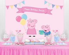 peppa pig birthday party with pink decorations