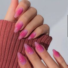 Glazed Nails, Ombre Colour, Almond Acrylic Nails Designs, Hoco Nails, Aurora Nails, Marble Nail, Airbrush Nails, Aesthetic Nails, Almond Nails Designs