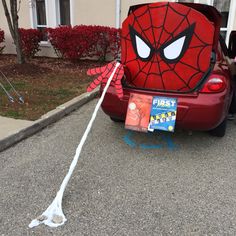 a car with a spiderman painted on the back