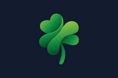 the four leaf clover logo is shown in green on a dark background, and it appears to be made up of three leaves