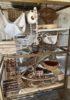 a cage filled with lots of different types of items